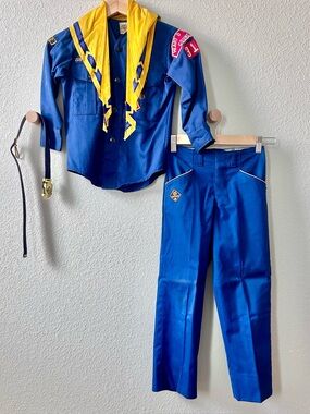 Vintage Cub Scout Uniform Shirt, Pants, Scaf, Belt, Navy BSA Heart of Texas